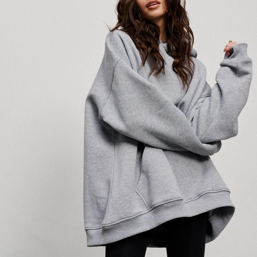 GMXIA Damska bluza z kapturem jesień i zima Street Shaker Loose Pocket Hooded Sweatshirt