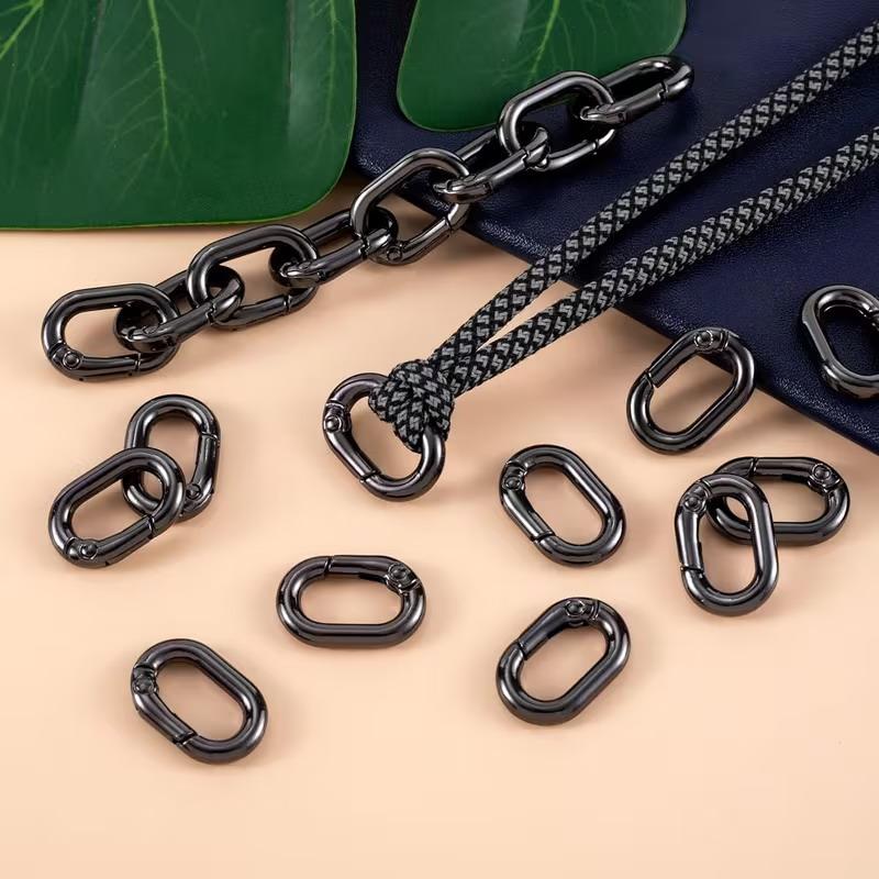 10Pcs/Lot Metal Oval Ring Spring Clasps Openable Carabiner Keychain Bag Clips Hook Dog Chain Buckles Connector For Diy Jewelry