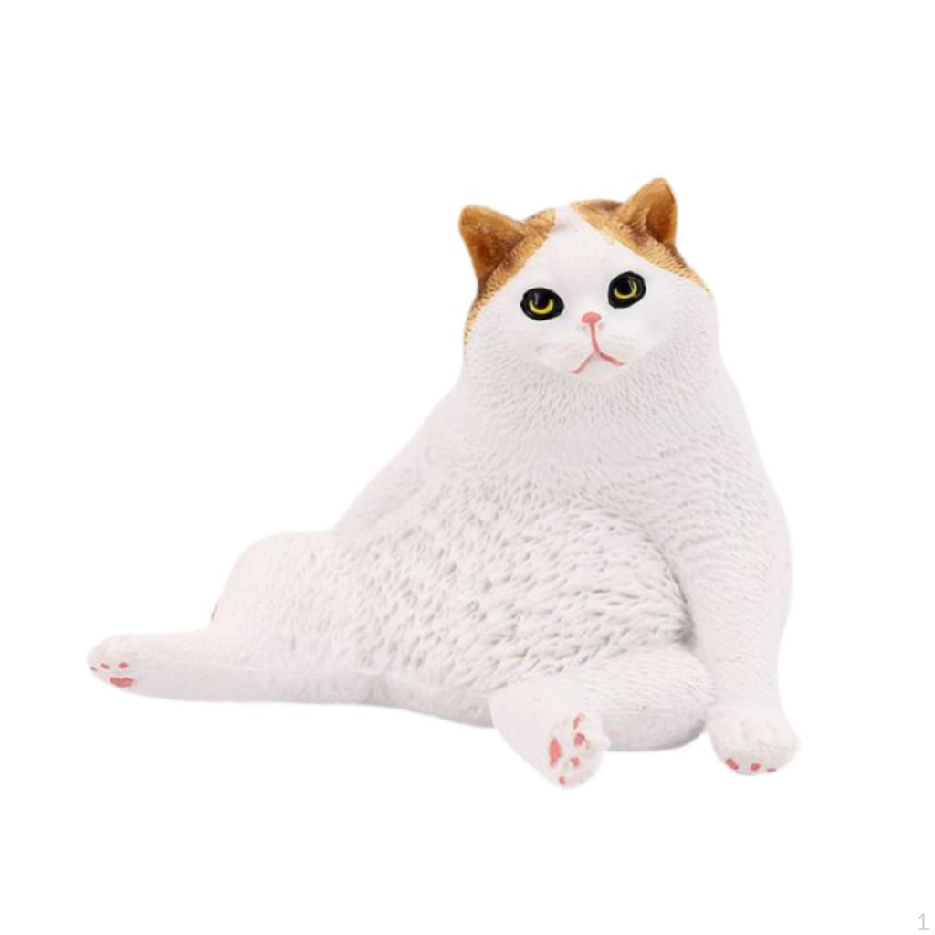 Cat Figurine Animal Toy Lifelike Sculpture Cake Topper Figure Simulation Kitten for Easter