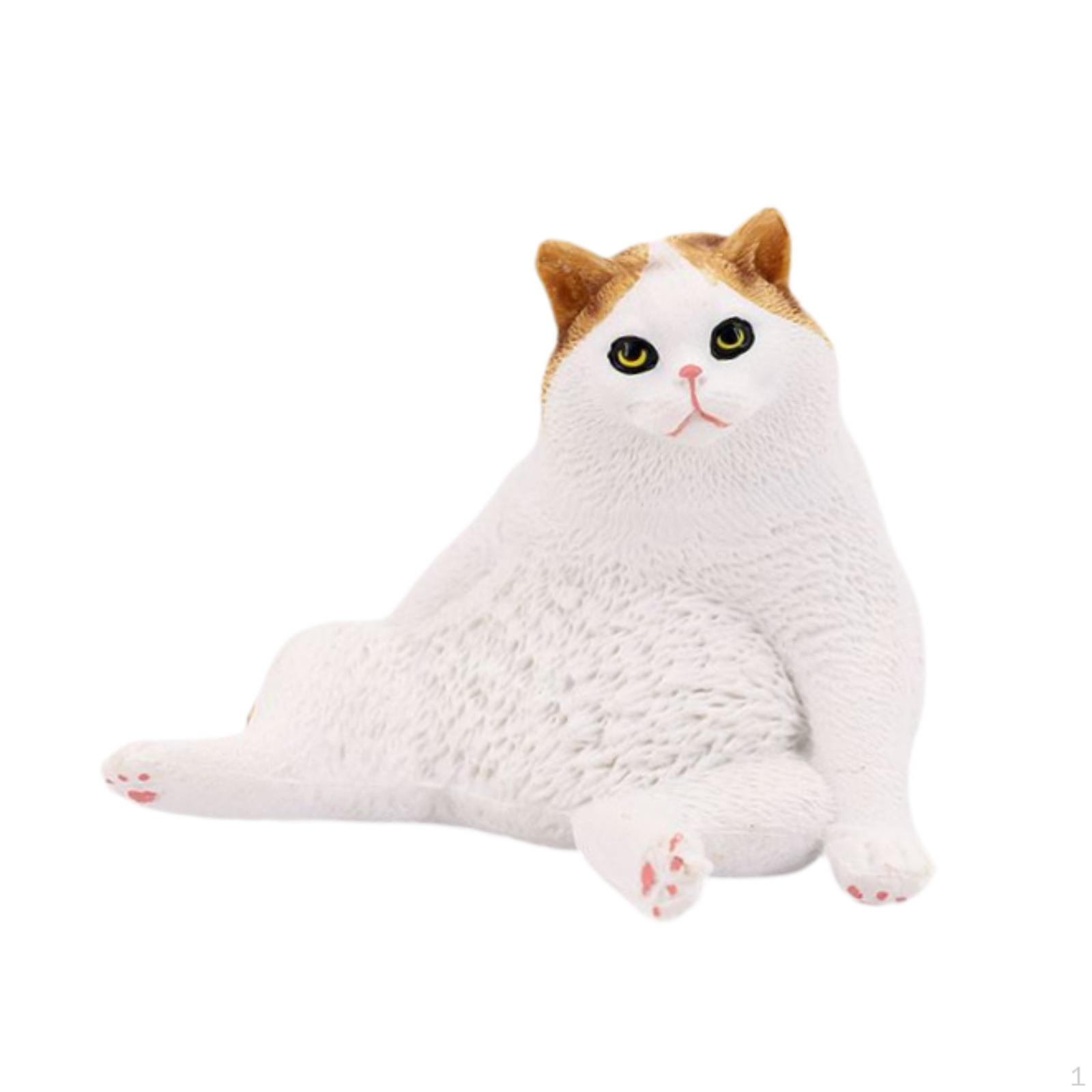 

Cat Figurine Animal Toy Lifelike Sculpture Cake Topper Figure Simulation Kitten for Easter білий