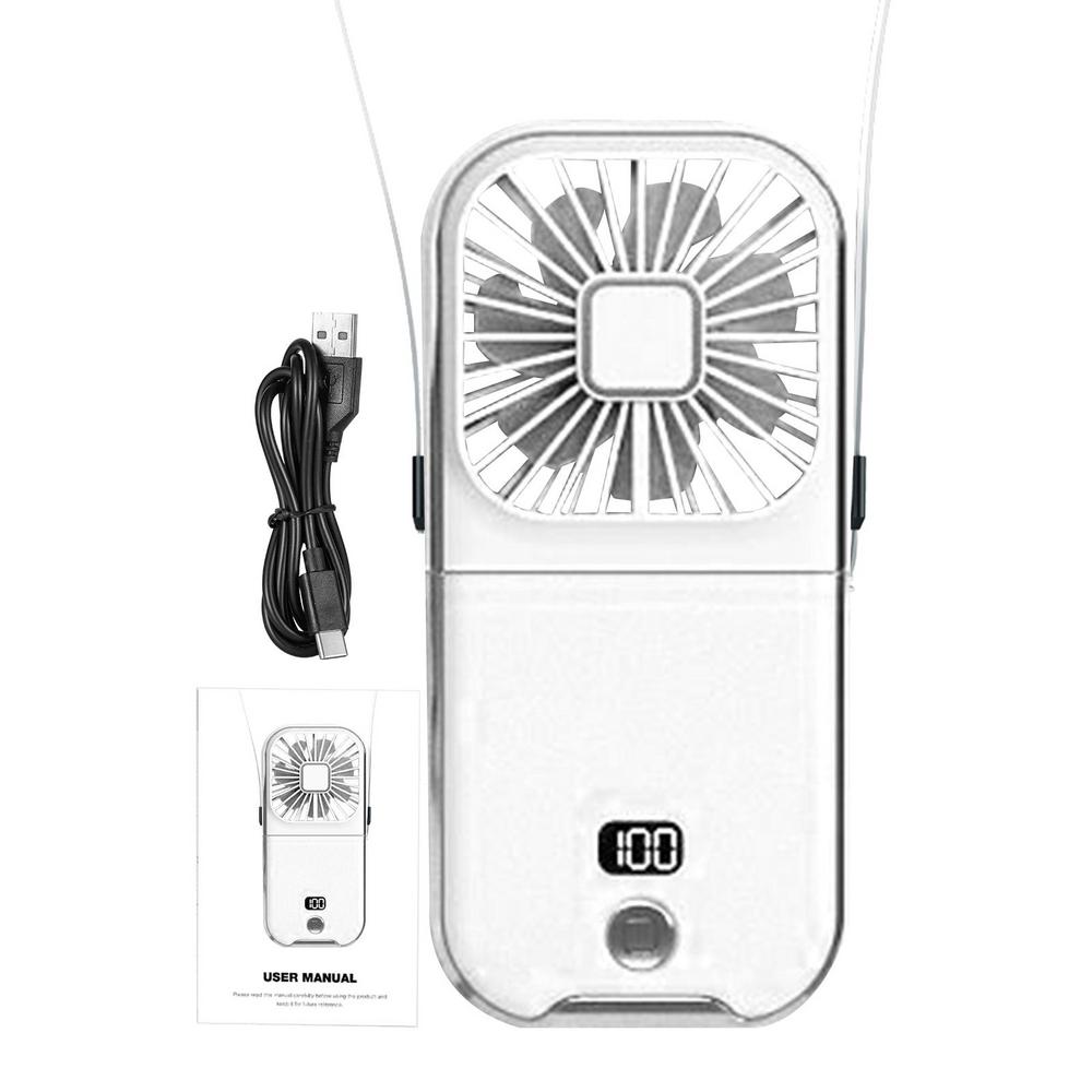 USB Rechargeable Fan Rechargeable Foldable Handheld Fan Multipurpose Neck Fan Battery Powered Fan With Display For Travel