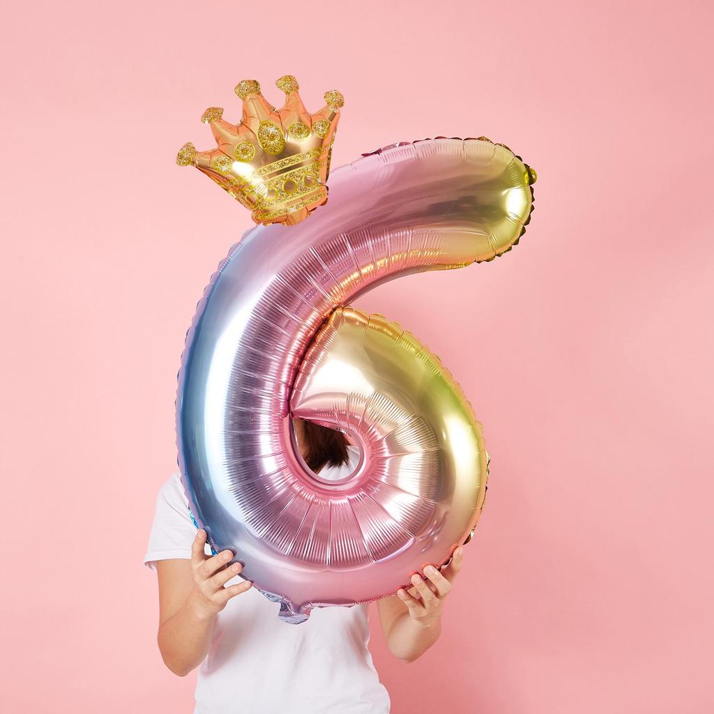 First Birthday Crown and Number Balloons for Baby Photo Props and Party Decoration
