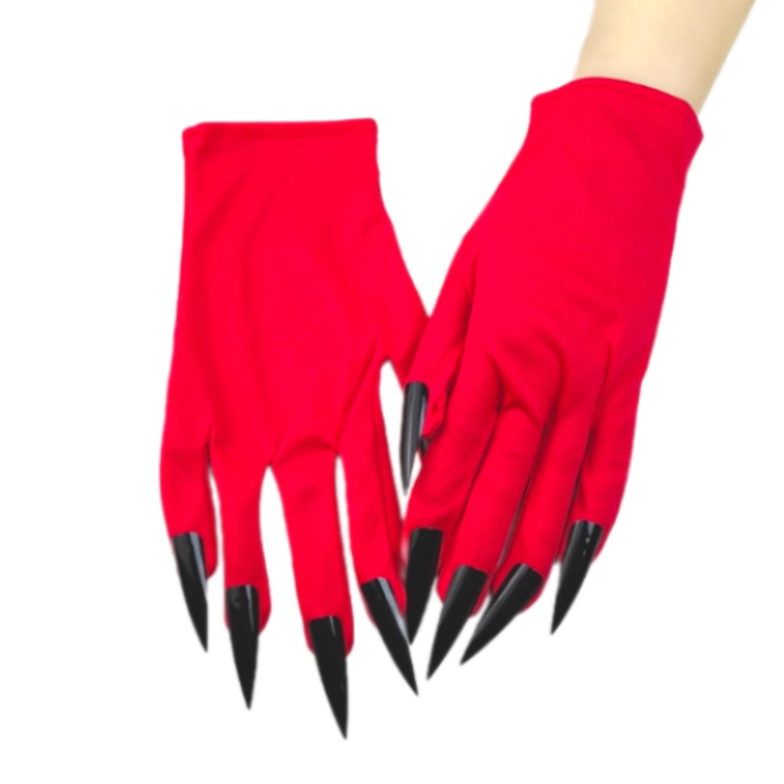 

Жуткие перчатки с длинными ногтями для Хэллоуин-вечеринки и ролевой игры Удобные перчатки с короткими манжетами для торжественного случая 3