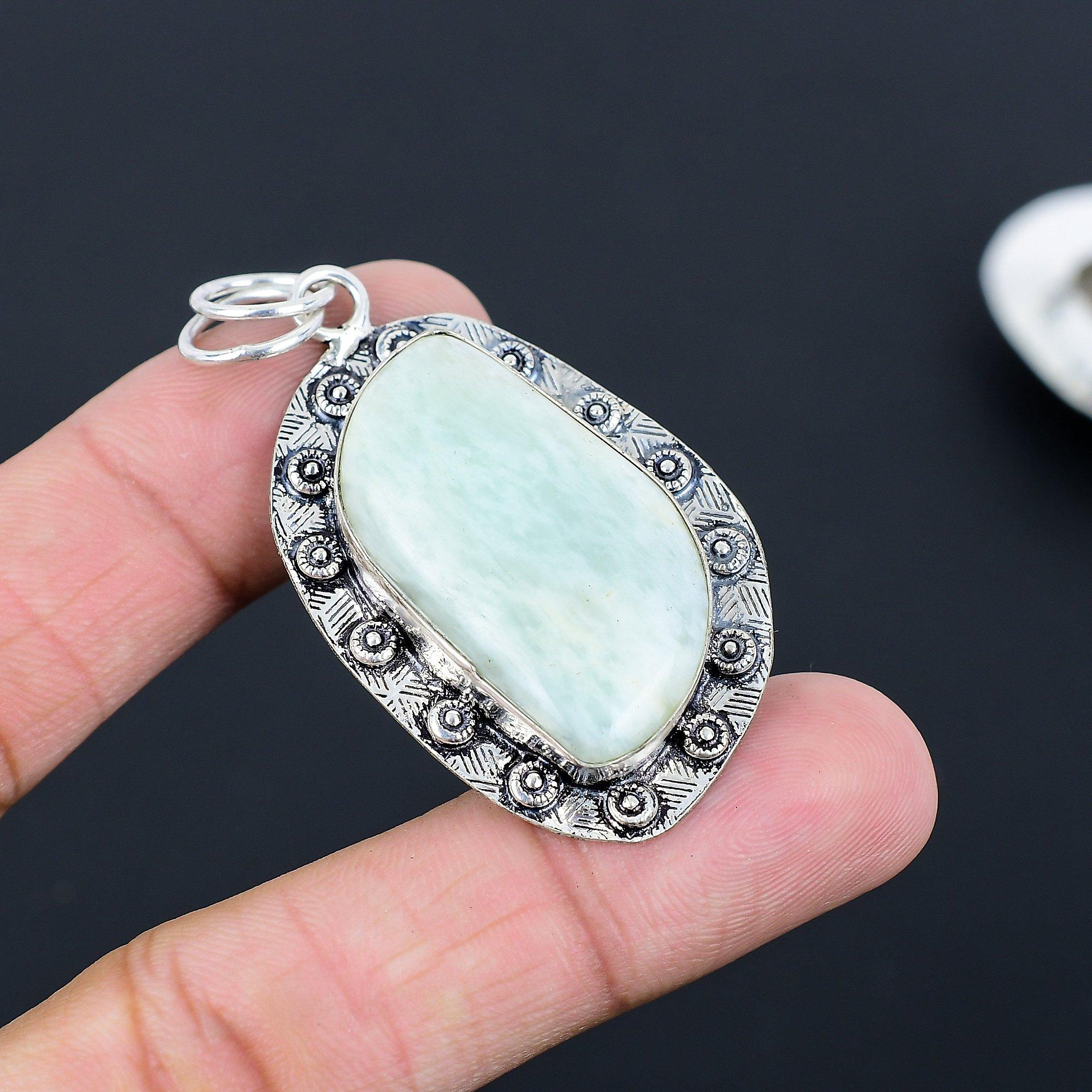 Стерлинговое серебро Амазонит Камень Сердечная чакра Помолвочное Элегантный Подвеска Ювелирные изделия