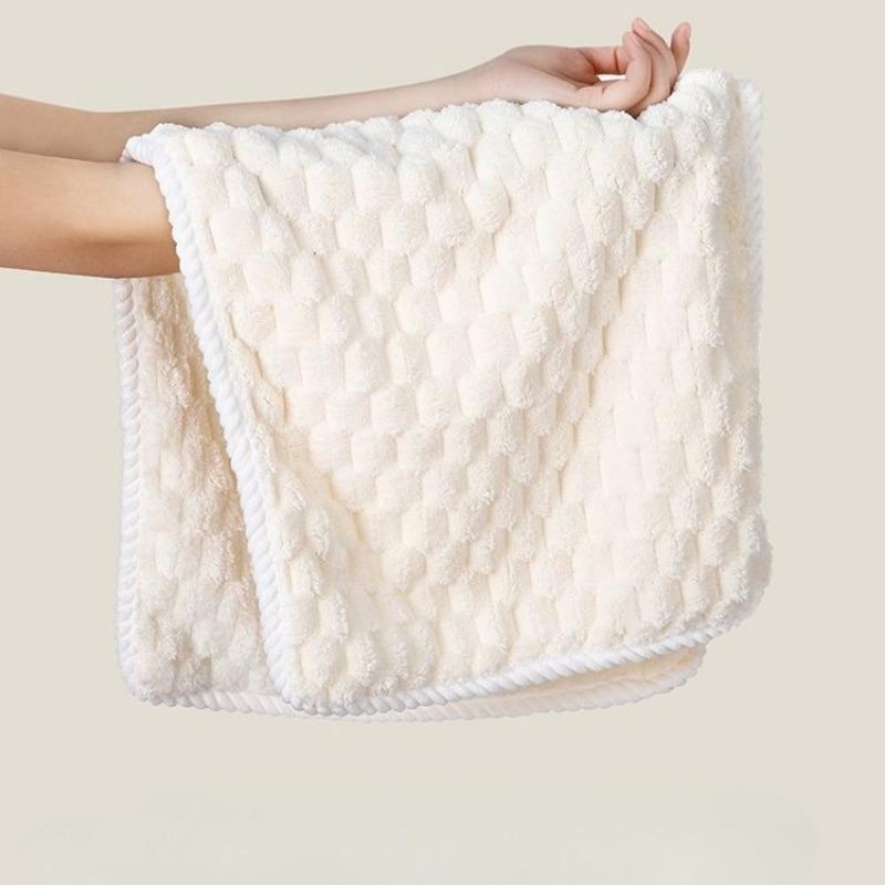 2pcs/set Cloud grid coral velvet towel set solid 1pc face towel and 1pc Largesize bath towel Quick Dry Towels bathroom for Adult
