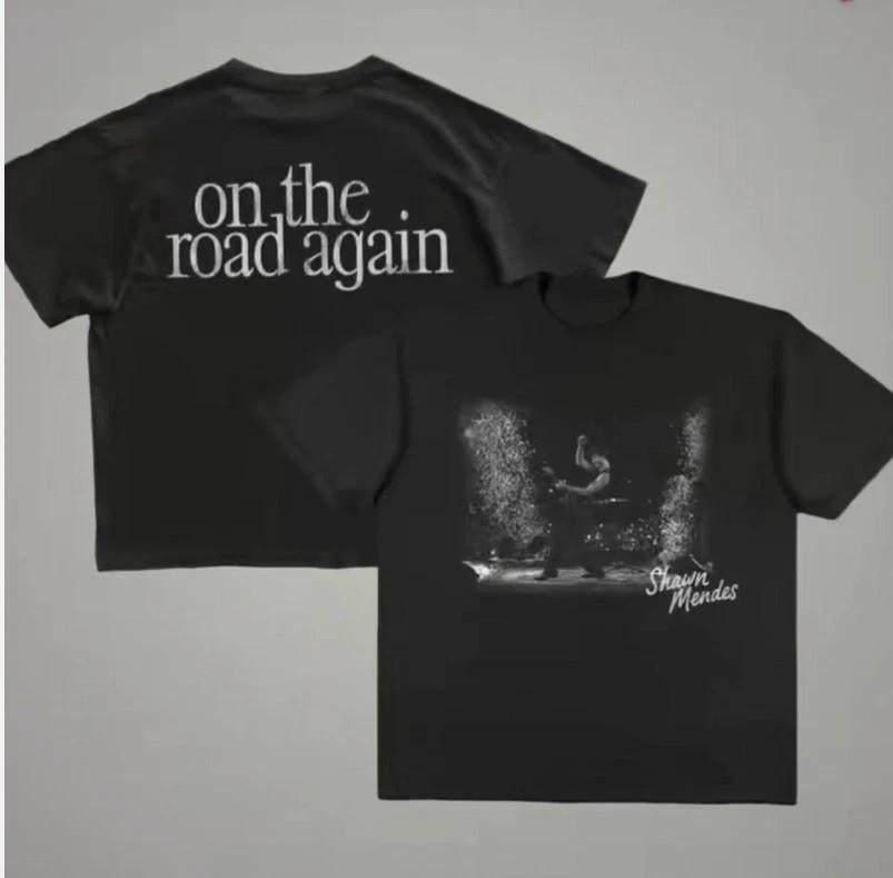 Shawn Mendes Love On the Road Again Tour 2025 2 Sides TShirt Fan Gift Unisex T-Shirt S