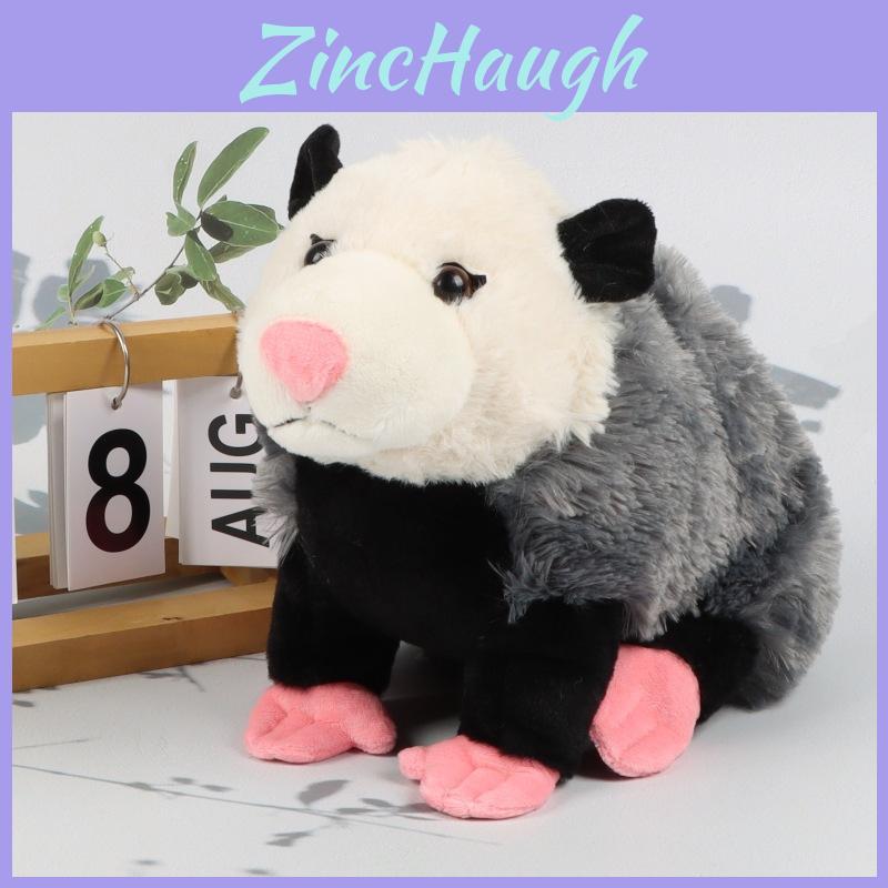 Cute Opossum Plush Toy Realistic Grey Stuffed Animal Decorative Sofa Accent