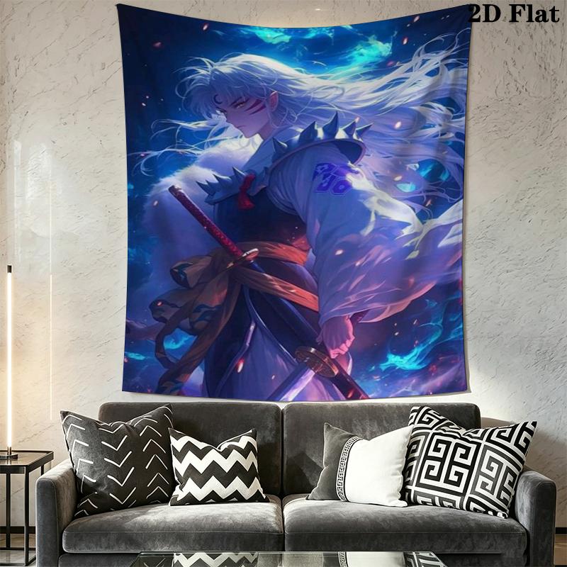 Inuyasha Wall Tapestry Aesthetic Wall Hanging Printed Fabric Blanket Decorative Tapestries for Bedroom Living Room Home Decor
