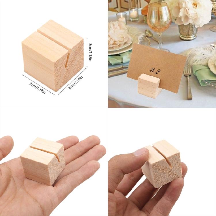 20Pcs Wood Table Number Holders, Wood Memos Note Photo Food Label Holders for Wedding Party Name Sign