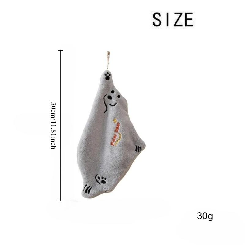 Cute Polar Bear Hand Wiping Towel Highly Absorbent Hanging Kitchen Towel Coral Design Thick Animated Style Hand Towel