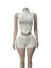 FC1376 European & American Women's Solid Color Vest and Sexy Shorts Set