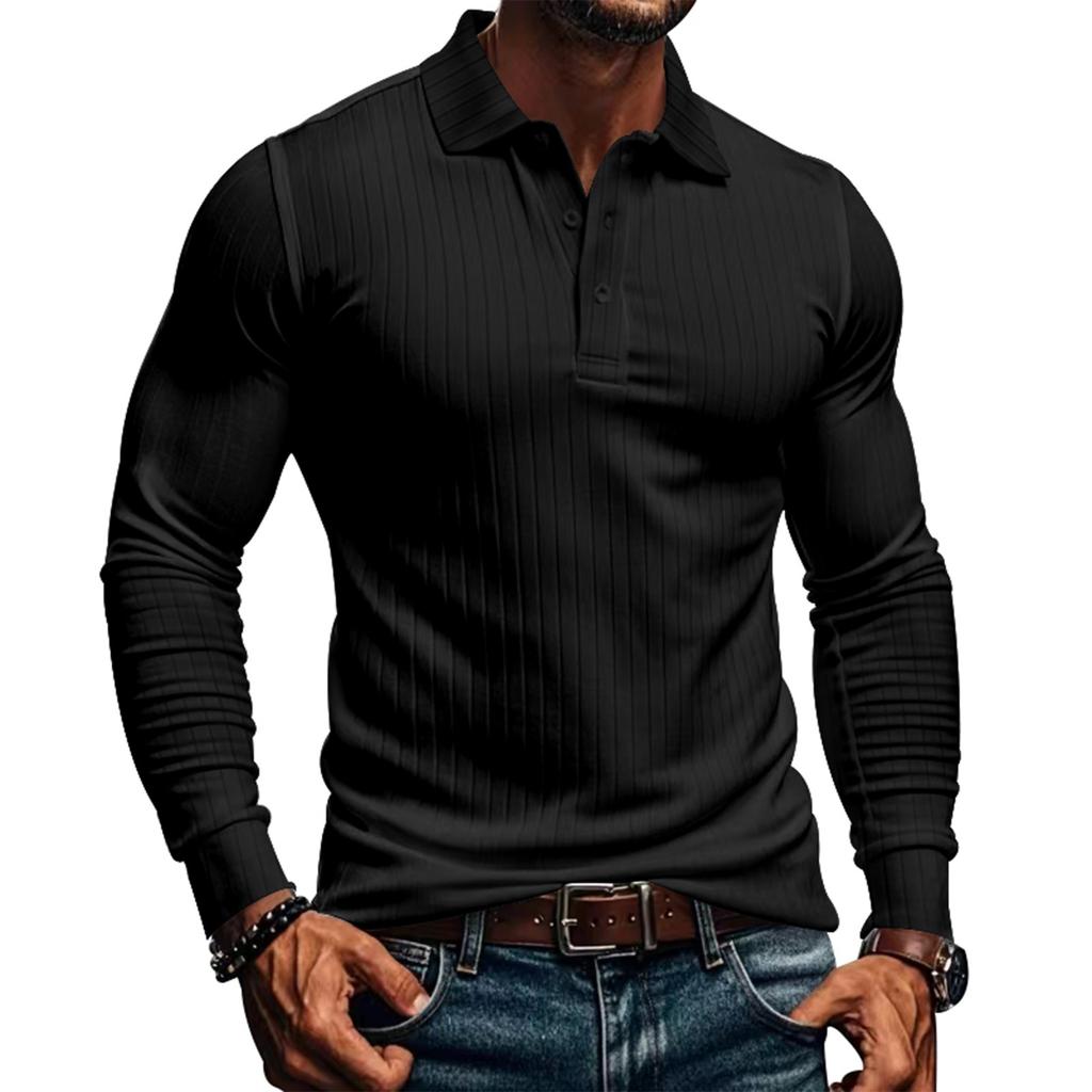 Men's Long Sleeved T-shirt With Loose Lapel And Long Sleeved Shirt
