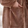 Unisex Mid-Length Thick Coral Fleece Robe for Couples, Home Wear Bathrobe & Pajamas.