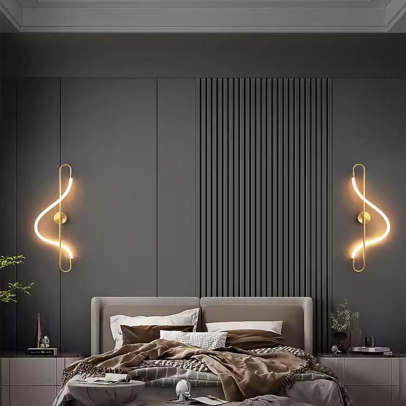 Nordic All Copper Living Room Tv Background Wall, Light Luxury, Minimalist Creative Bedroom, Bedside Designer Wall Lamp