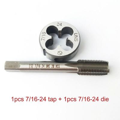1 pieza de macho de roscar 7/16-24 + 1 pieza de matriz 7/16-24 UNS cono y matriz a derecha
