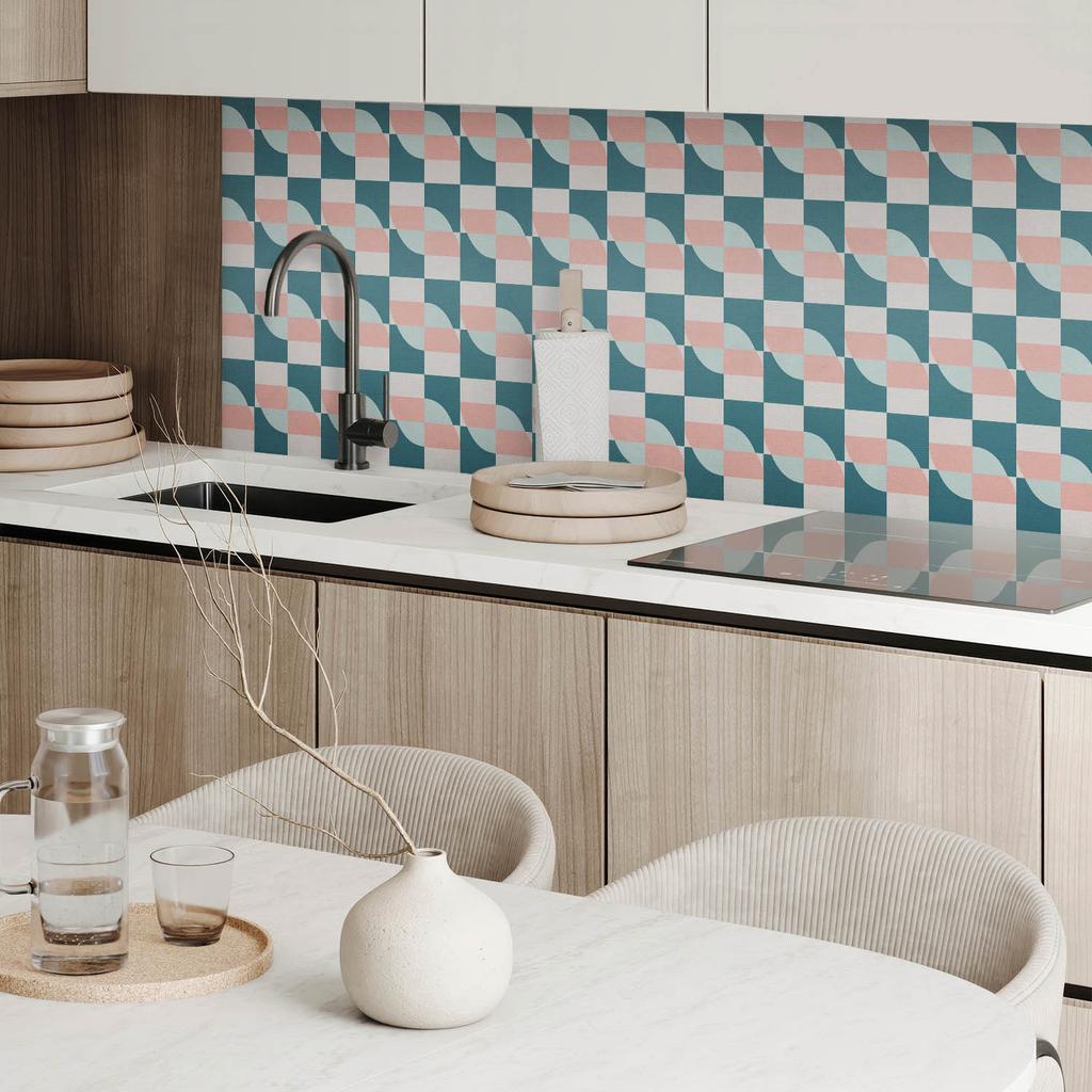 Adhesive Decorative Panel for a Quick Wall Makeover 100x50 cm Geometric Checkered Pattern