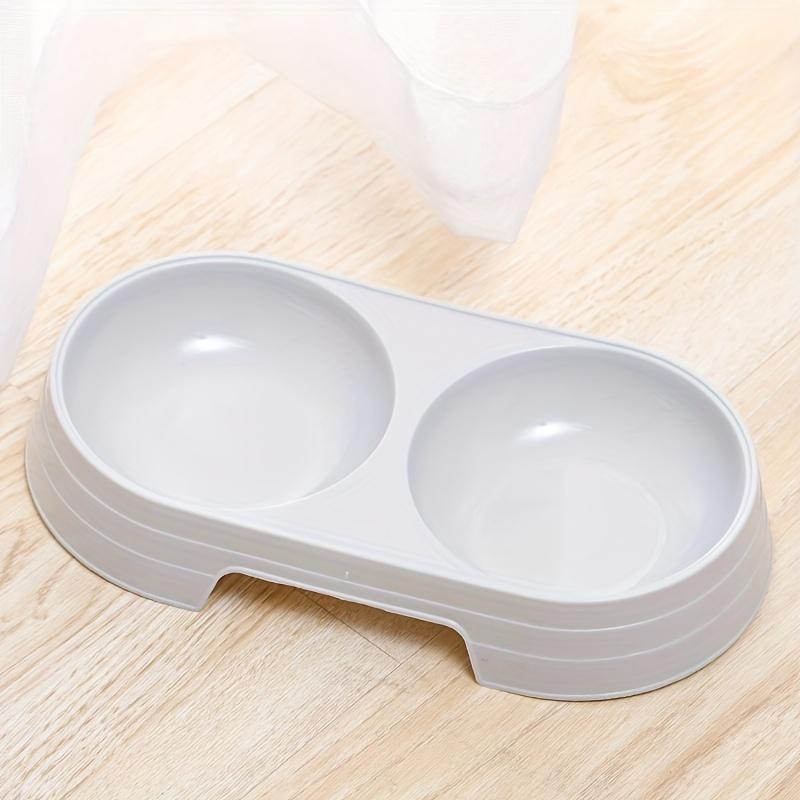 

1 шт. Минималистичные миски для кормления питомцев - Пластиковый набор с двойной миской для кошек и собак - Овальной формы, нескользящие миски для еды и воды для питомцев - Прочные серый