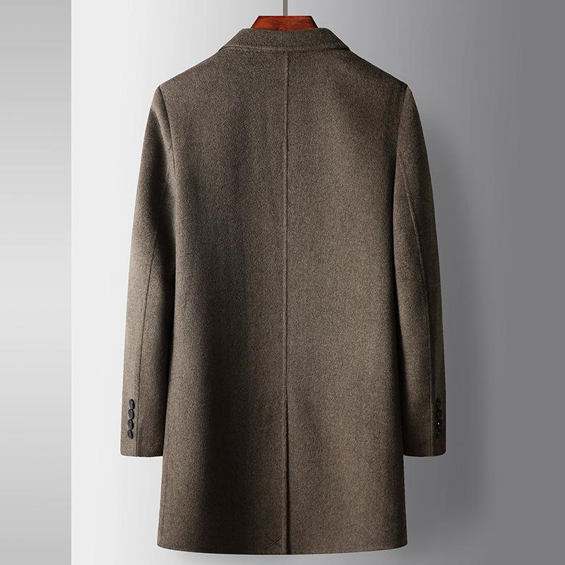 Autumn and Winter Medium and Long Wool Trench Coat Middle-aged and Young Business Double-sided Woolen Solid Color Casual Thick Coat