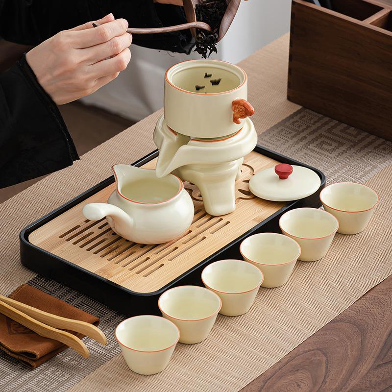 Huang Ru Simple Lazy Automatic Tea Set, a Complete Set of High-end Tea Trays, Anti-scalding Hand Portable Tea Brewer