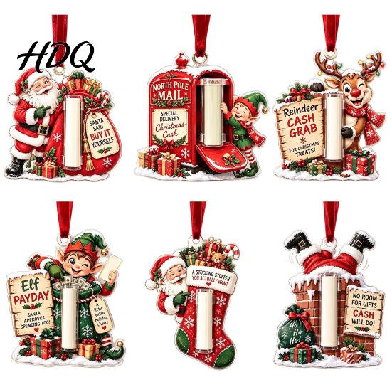 DIY Holiday Cash Gift Money Present Christmas Acrylic Holder Ornament Clear for Cash Funny Back