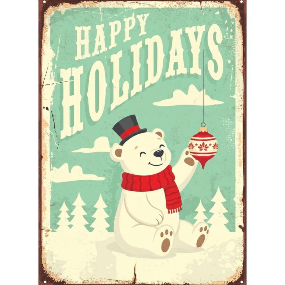 Vintage Christmas Metal Tin Sign Home Festive Wall Decor