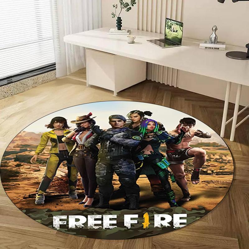 1Pc  Free Fire Circular Print Rug - Home Decoration Carpet For Living Room Bedroom Flooring Computer Chair Area Rug