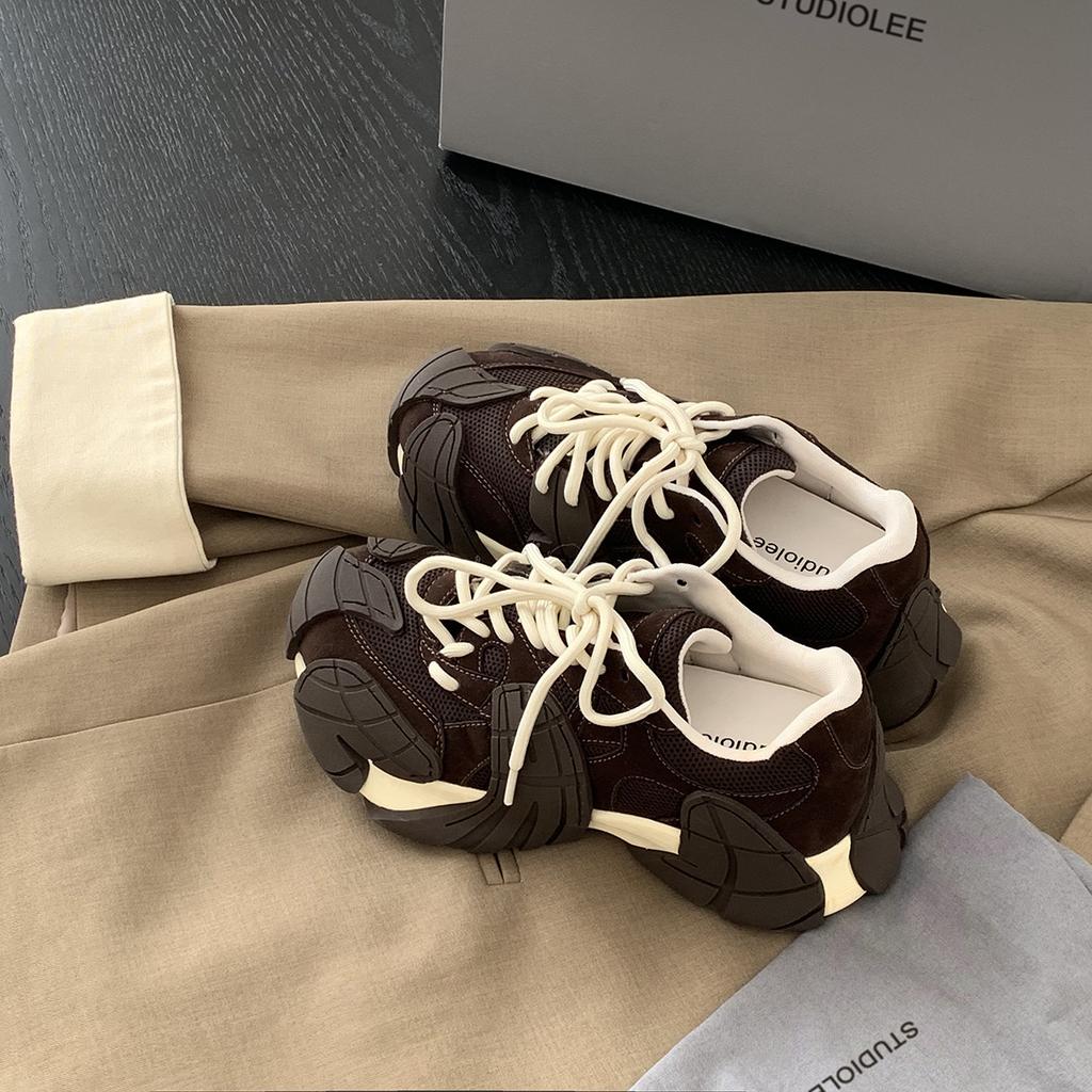 Cowhide~ Grape Mom The Same Style Has a Height Increase of 6cm, and the Explosive Fire Octopus Dad Shoes Have Thick Soles and Versatile Sports Shoes.