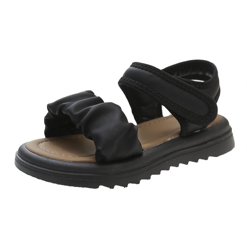 New Children's Sandals Summer School Open-toe Girls Beach Sandals Fashion Thick Bottom Kids Black Beige Causal Sandals Non-slip
