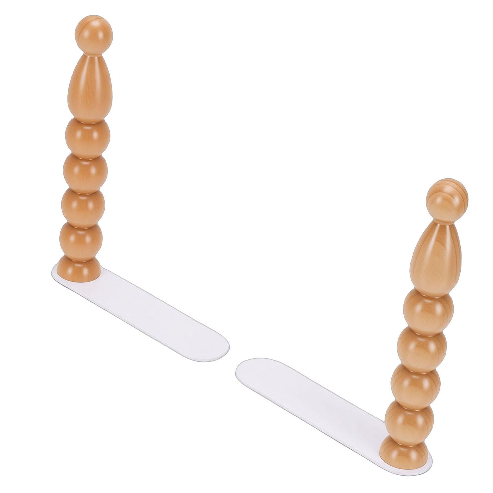 

2pcs Wooden Bookends Sugarcoated Haws On A Stick Shape Thickening Minimalist Bookends Book for Desk