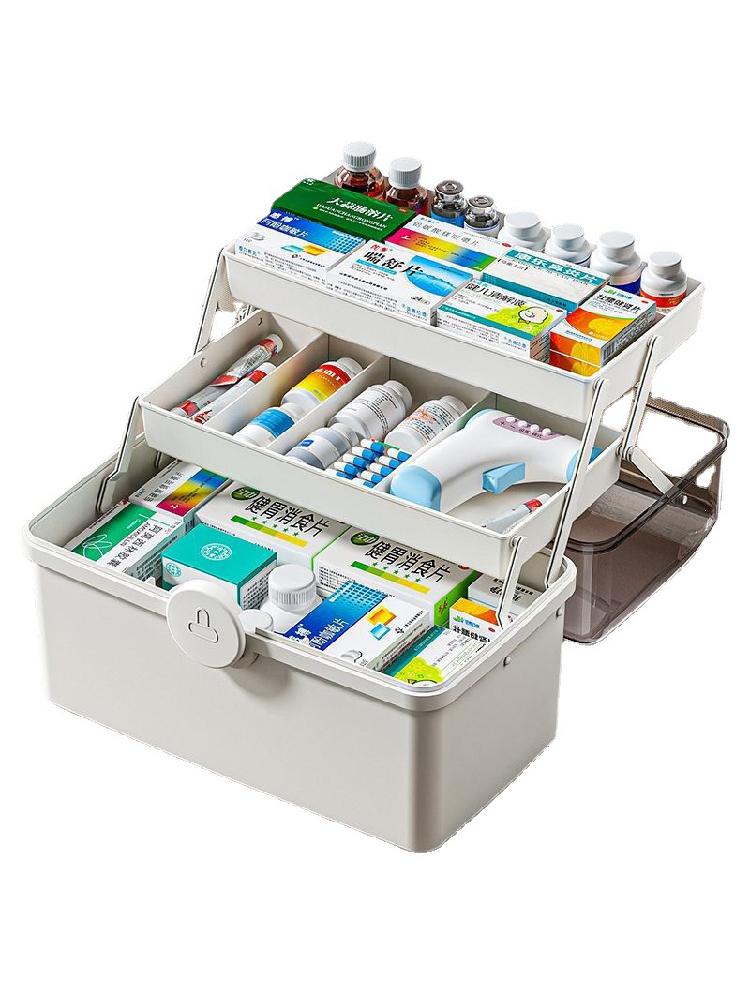 Pillen-Organizer mit großer Kapazität für die Aufbewahrung von Medikamenten zu Hause, Erste-Hilfe-Kasten, mehrschichtig, Notfallapotheke, Familienmedizinkasten