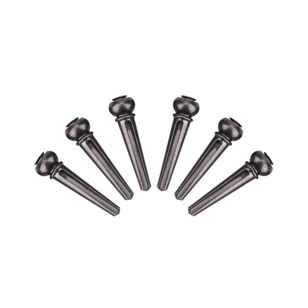 6Pcs Set Durable Brass Guitar Bridge Pins for Folk Guitars Replacement Parts(Black)