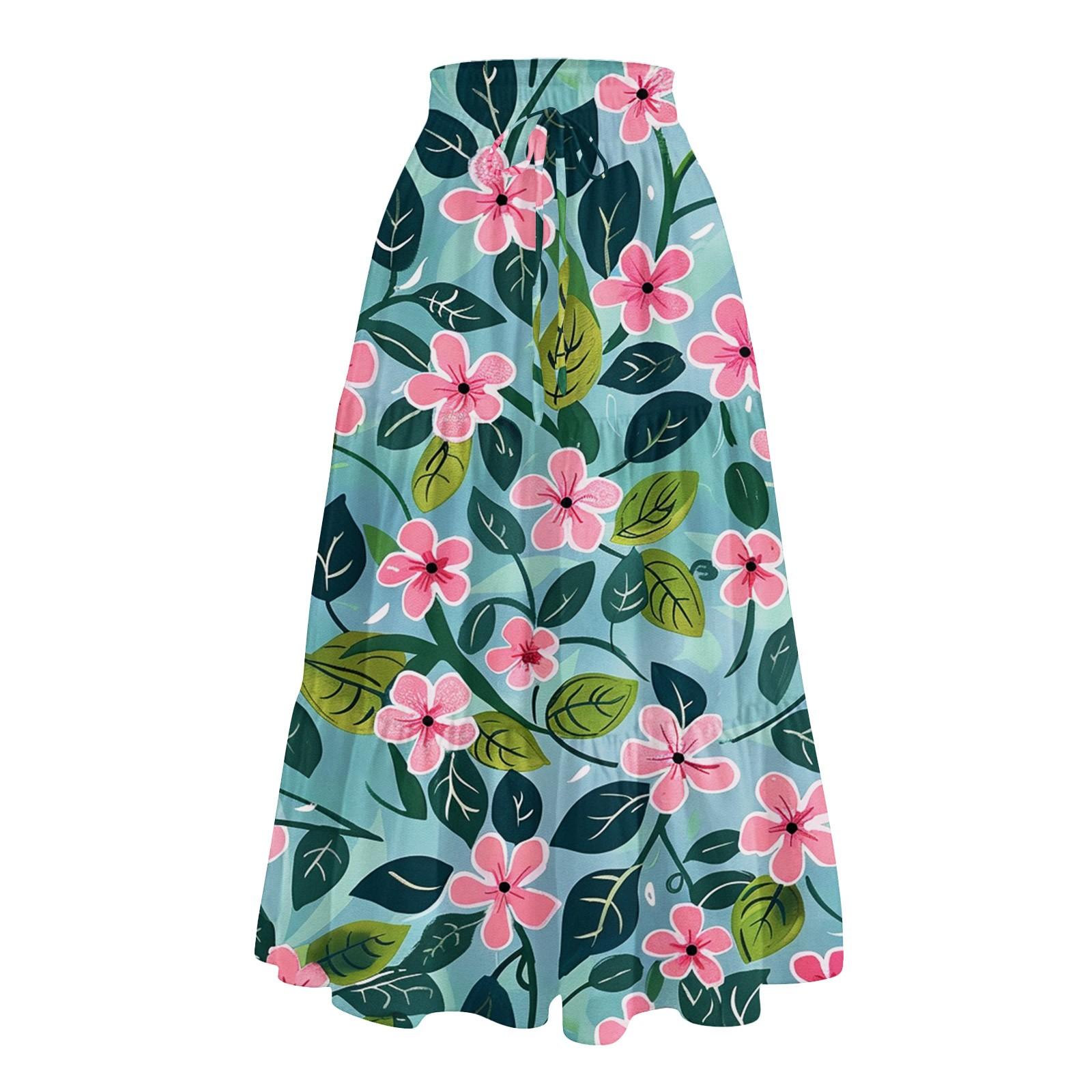 

Женская повседневная и модная юбка с цветочным принтом и эластичным поясом, свободная юбка с талией L