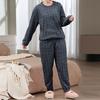 Damen Herbst- und Winter Korallenfleece Freizeit-Pyjama-Set Warmes Langarm-Oberteil und Hose Hauskleidung Zweiteilig