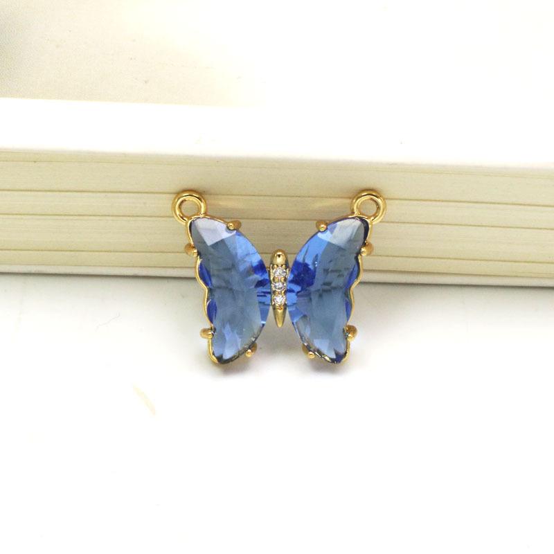 Koreanskt flerfärgat kristallfjärilshalsband - Guldpläterad titanstål nyckelbenskedja för kvinnor