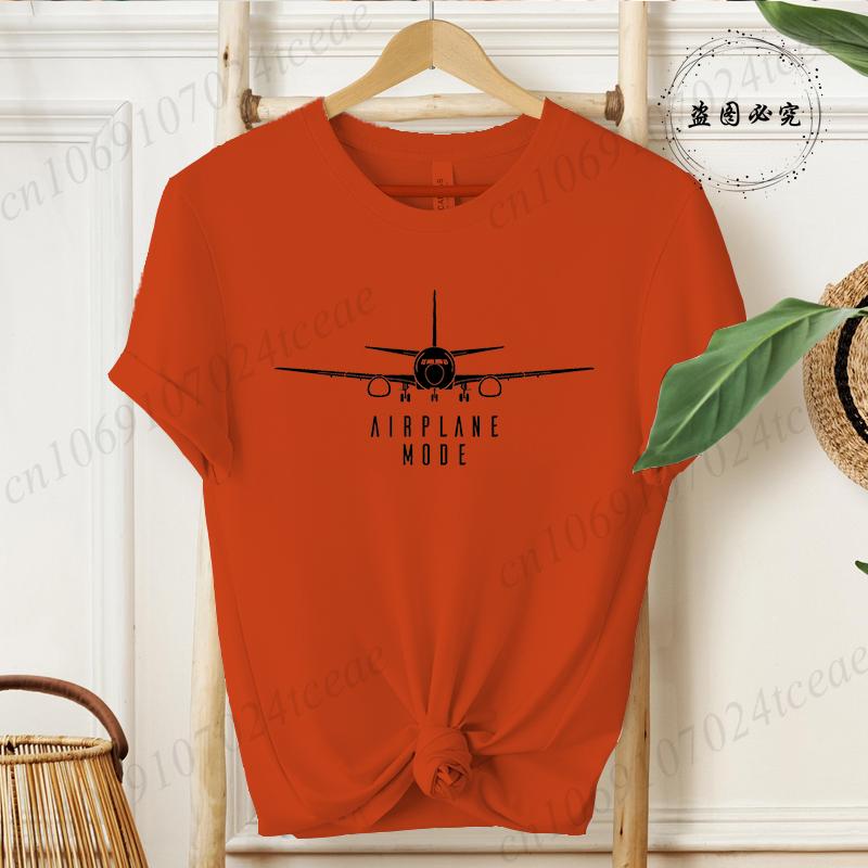 Summer Airplane Mode Print Tshirts Unisexs Fashion Casual Short Sleeve Tee Streetwear Graphic Tops for Unisex Clothing LW03