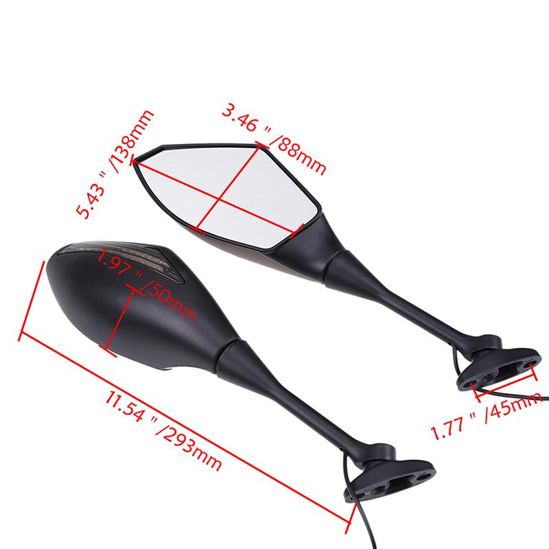 1 Pair Rear View Mirror Motorcycle Mirror Scooter Rearview Mirrors with Flasher Lights for Honda CBR600RR 2003-2008 CBR1000RR 2004-2008