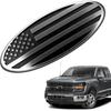 Frontgrill-Emblem für Ford, 9" Aluminium Frontgrill Heckklappen-Abzeichen Amerikanische Flagge Oval Patriotisches Hauben-Label für Ford F150 F250 F350 Edge