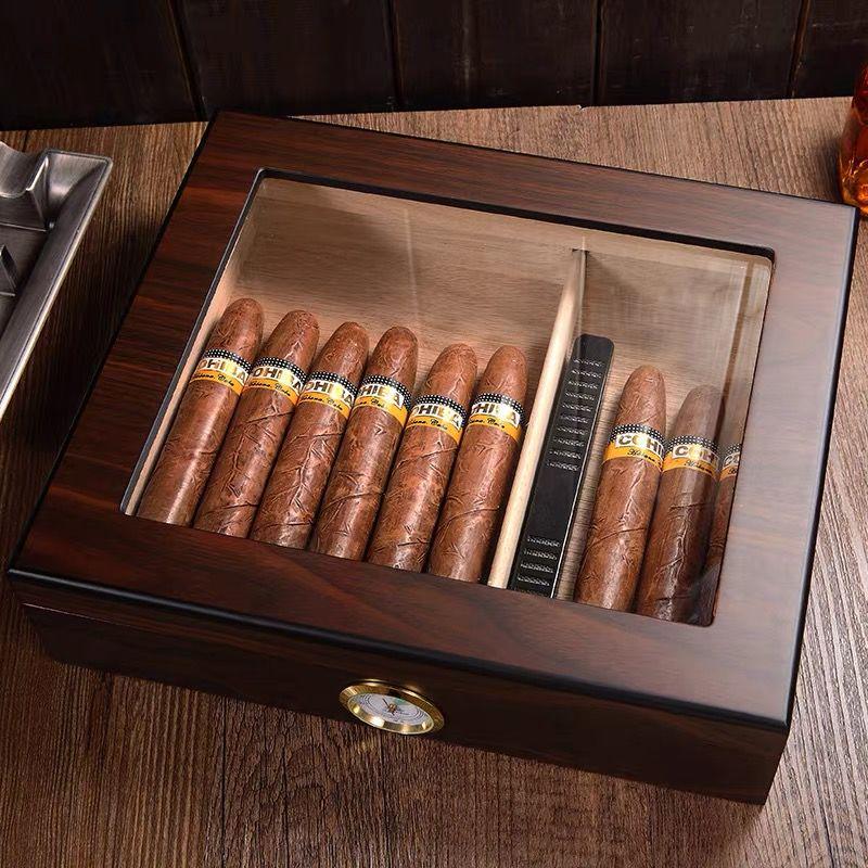 Qie Long Portable Large Capacity Cedar Wood Cigar Humidor Box