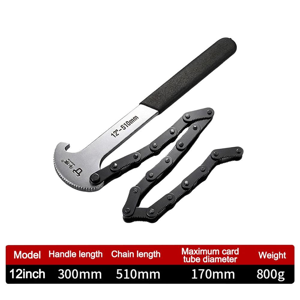 Widened Chain Links Oil Filter Wrench 8/10/12inch Adjustable Chain Wrench Pipe Maintenance