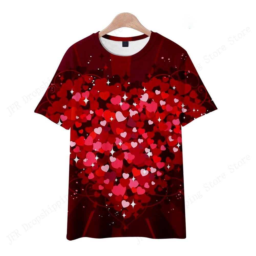 Summer Women's T-shirt Cartoon Love Heart 3d Print Tshirt Women Fashion Oversized Short Sleeve T Shirt Floral Tops Tees Gifts
