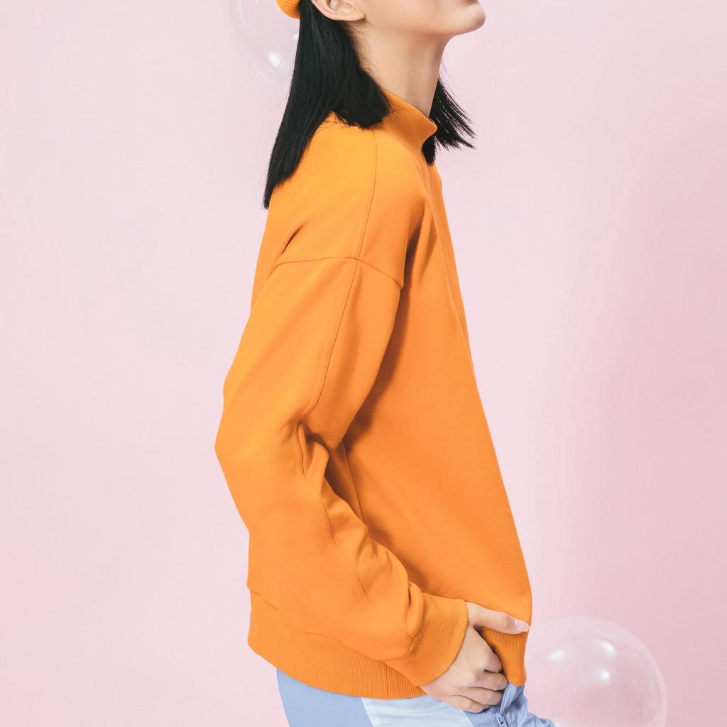 adidas Neo Oct Sweat Embroidered Logo Half-Zip Fitted Pullover Hoodie Women Hoodie Orange H16305