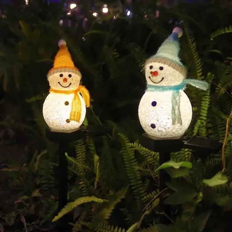 Solar Ground Lights Christmas Snowman Decoration Atmosphere Nightlight Outdoor Garden Garden EVA Rice Grain Snow Man