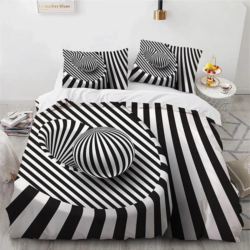 Spiral Swirl Bedding Set Psychedelic Bohemian Stylish Trippy Pattern Comforter Cover King Queen Mandala Geometric Duvet Cover