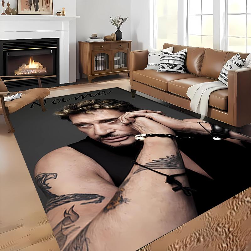 Custom personalization Johnny Hallyday Area Rug - Perfect For Kitchen, Bathroom,Laundry Room Decor Large Size Available,Gift All Seasons