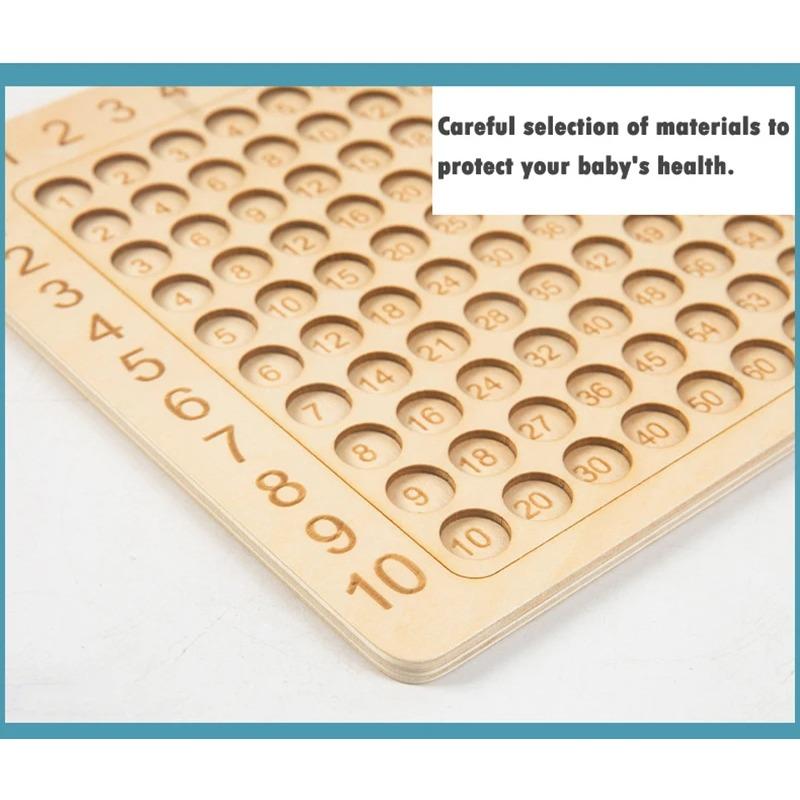 Holz Montessori Multiplikationsbrettspiel Kinder lernen Lernspielzeug Mathematik Zählen Hunderterbrett Interaktives Denkspiel