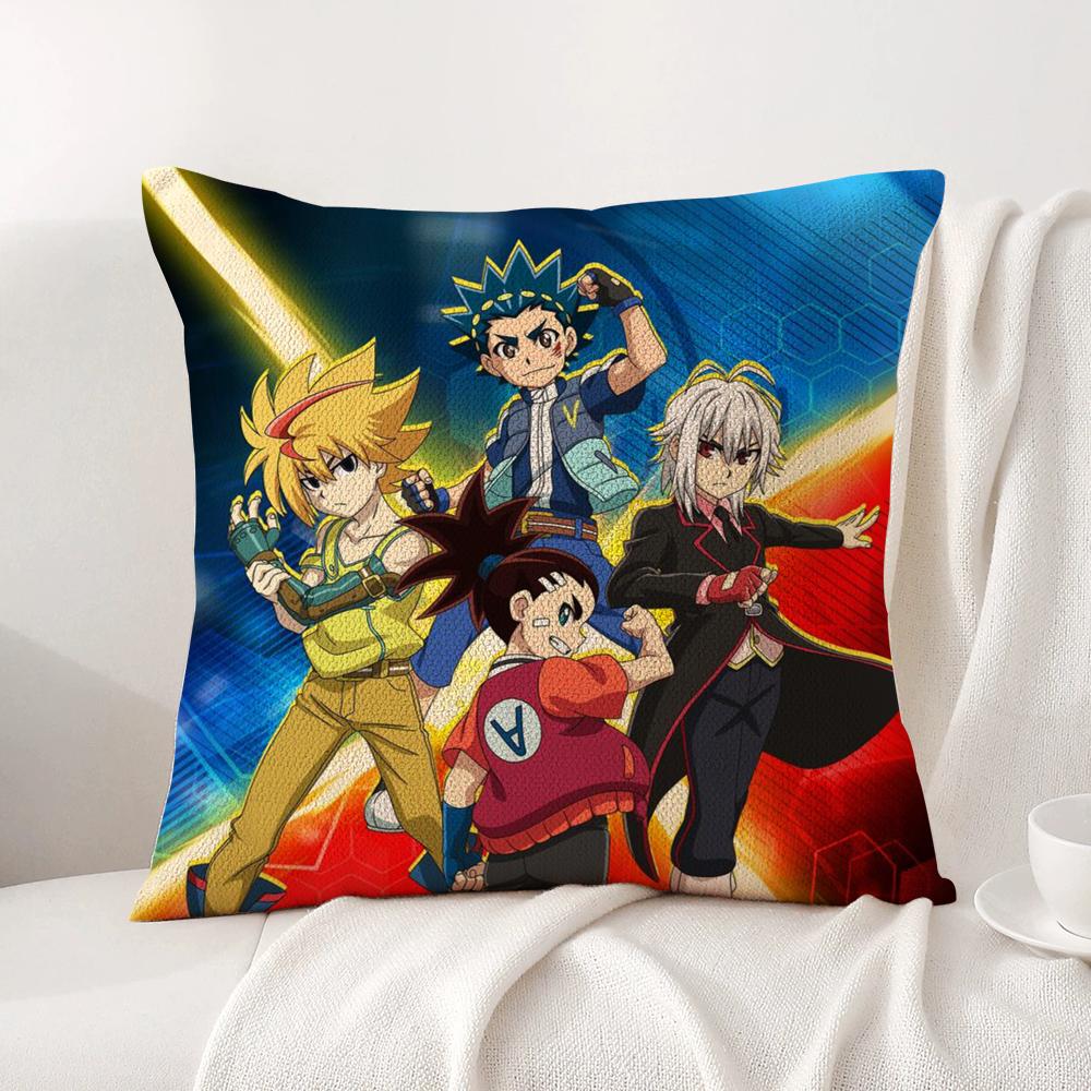 Hot Anime B-Beyblade Cushion Cover Summer Coolness Linen Fabric Double-Sided Printing Pillow Case Sofa Home Decor Gift