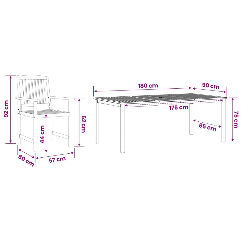 Garden Dining Set 9 pcs Brown Solid Acacia Wood