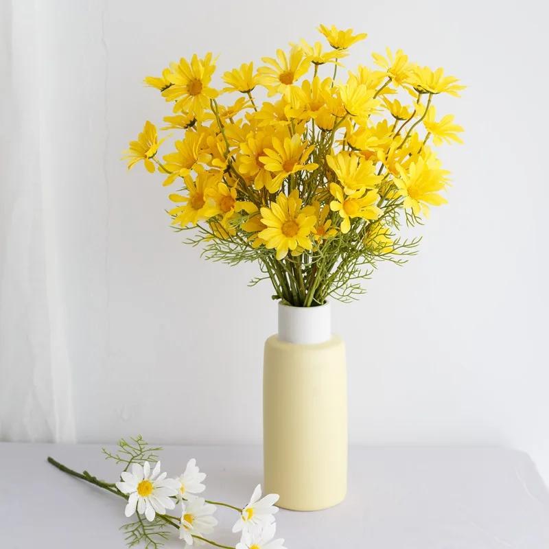 5 Heads Artificial Flower Chamomile Simulation Small Daisy Wedding Home Festival Vase DIY Photography Decoration Prop Table Yard