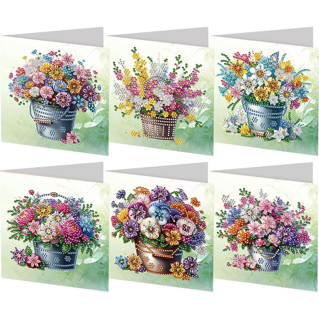 6Pcs Christmas Series DIY Diamond Painting Card Diamond Drawing Card Diamond Daily Wish Card for Family Friends Gift