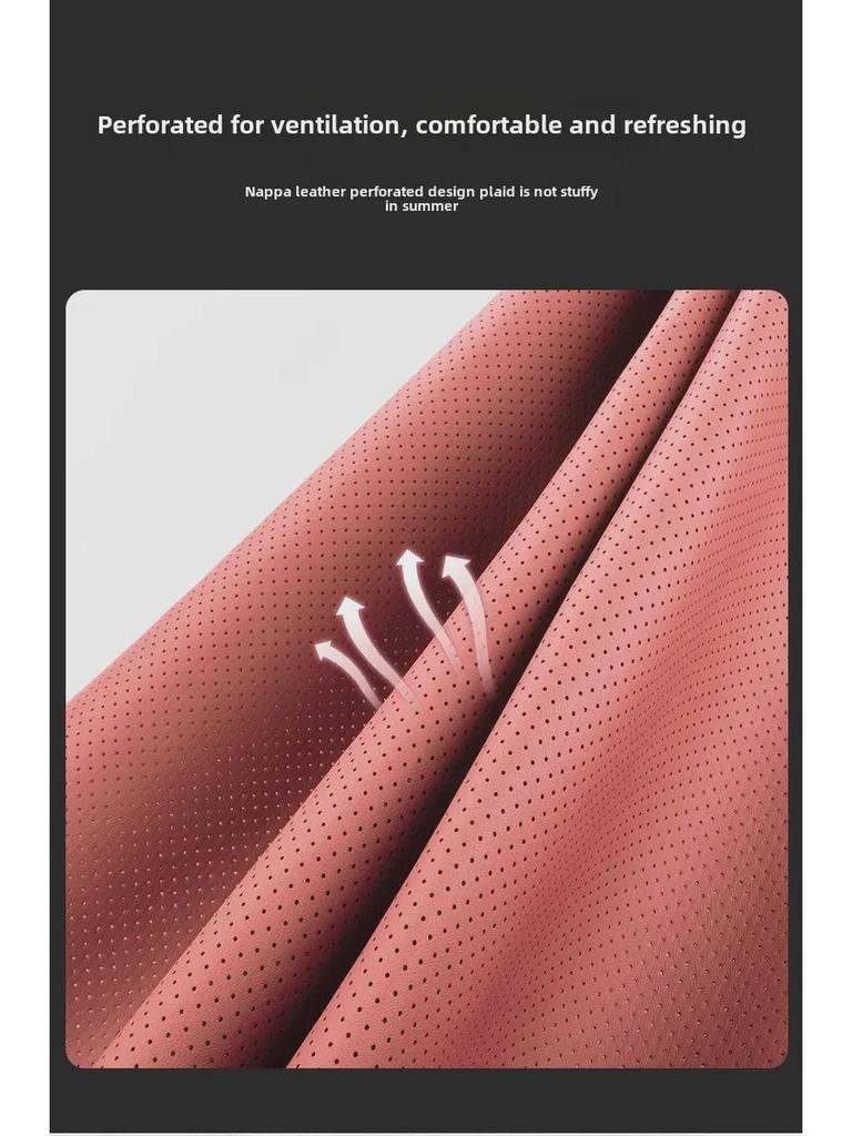 Universal Ventilated Nappa Leather Car Seat Cushions - Four Seasons, Breathable, High-Grade, Perforated Design for All Models.